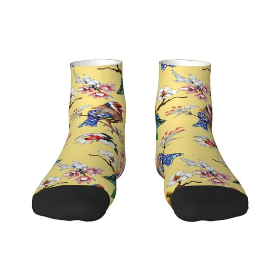 Bingfone Beautiful Bright Birds And Flowers Design Patterned Men'S Women'S Casual Cotton Socks