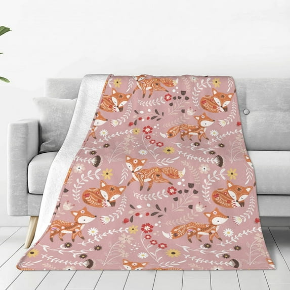 Bingfone Beautiful Fox Print Flannel Fleece Blanket Throw Blanket For Bed,Sofa,Couch,Travel,Camping(60"X50")