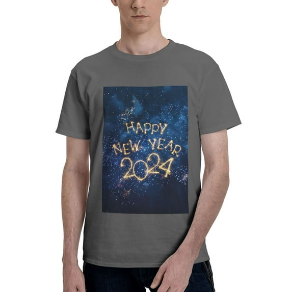 Bingfone Beautiful New Year 2024 Men'S Loose Fit Short-Sleeve Pocket T-Shirt
