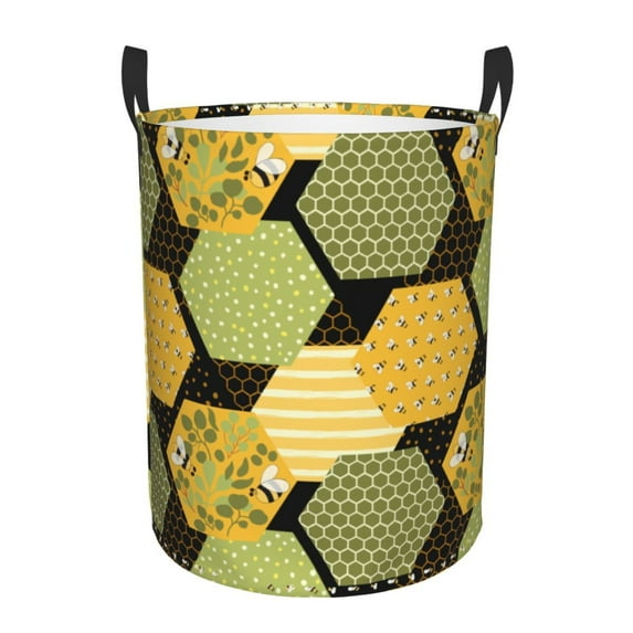 Bingfone Bee Honey Waterproof Foldable Laundry Hamper Bucket With Handles For Storage Bin,Clothes Hamper (Medium)