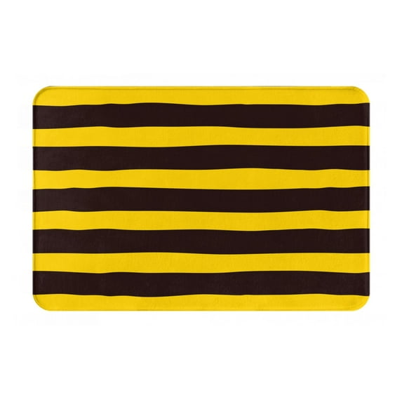 Bingfone Bee Stripe Door Mat 16"X24" Front Entrance Non-Slip Low Profile Washable For Entryway