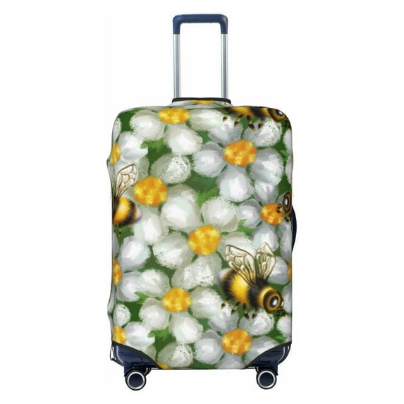 Bingfone Bees And Flower Luggage Cover Washable Suitcase Cover Protector Anti-Scratch Suitcase Cover Fits 18-32 Inch Luggage