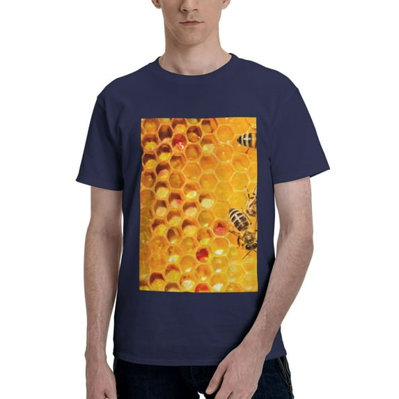 Bingfone Bees On Hive Honeycomb Men'S Loose Fit Short-Sleeve Pocket T-Shirt