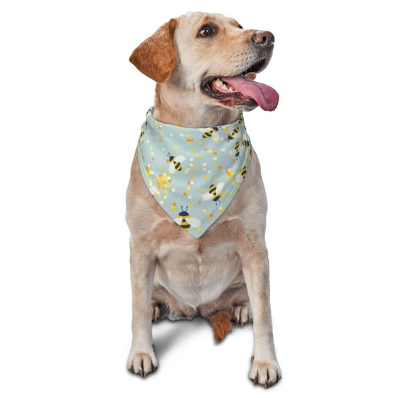 Bingfone Bees-Washable Dog Scarf Triangle Adjustable Puppy Bandana Bib Handkerchief For Medium Large Dog Cat