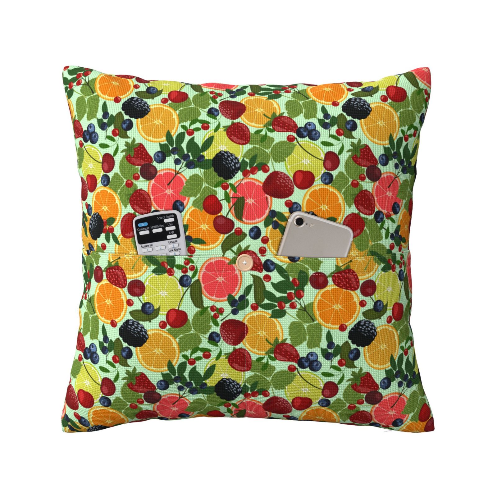 Bingfone Berries And Citrus Linen Throw Pillow Covers Cushion Case
