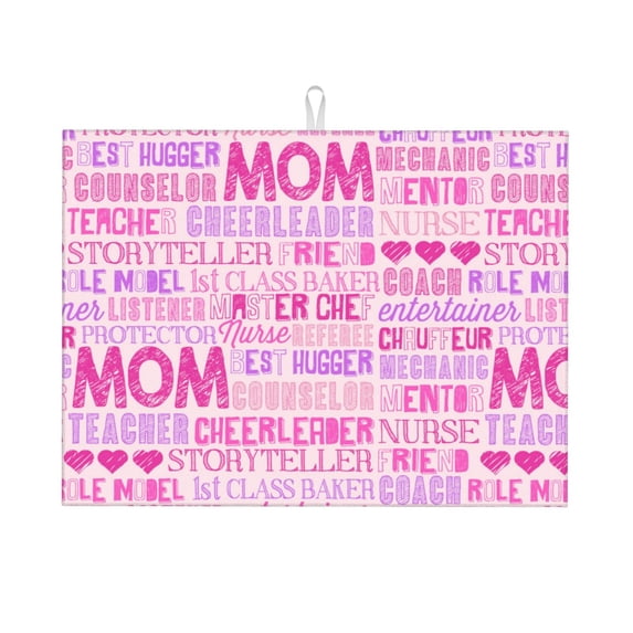 Bingfone Best Mom ever ,18" x 24"Dish Drying Mat for Kitchen Counter,Ultra Absorbent Microfiber