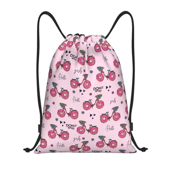 Bingfone Bike with Donut Wheels Drawstrings Backpacks Bags for Men Women Gym Drawstrings Bag-Medium
