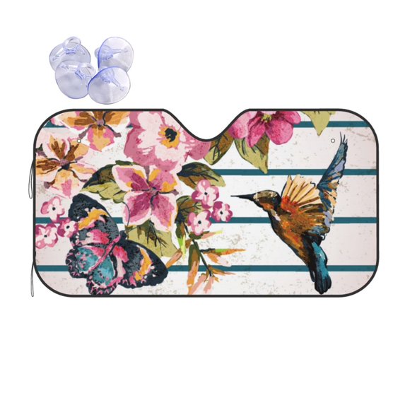 Bingfone Bird And Floral Car Windshield Sun Shade Protector Keep Your Vehicle Cool Sun Shield Visor Cover Foldable For Car Truck Suv-Small