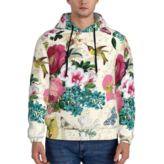 Bingfone Bird Butterfly Rose Men'S Drawstring Hoodie Long Sleeve Pocket Sweatshirts-4x-Large