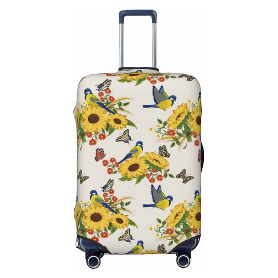 Bingfone Bird Sunflowers Luggage Cover Washable Suitcase Cover Protector Anti-scratch Suitcase cover Fits 18-32 Inch Luggage