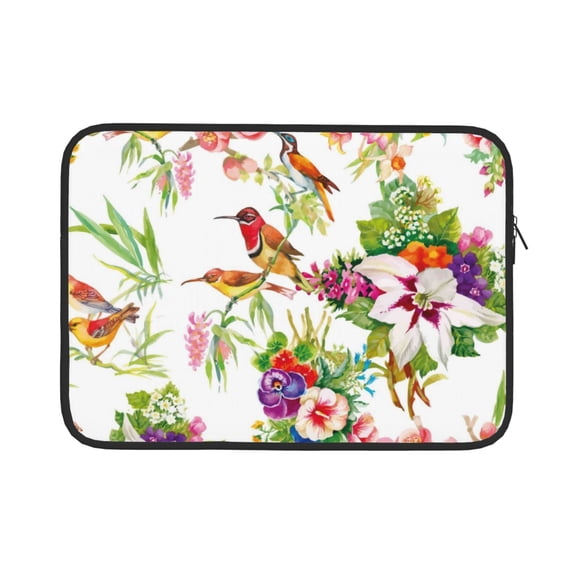 Bingfone Birds And Flowers Laptop Sleeve Case 15 Inch, 360° Protective Computer Carrying Bag