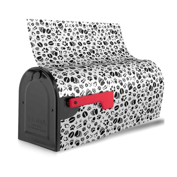 Bingfone Black Footprints Magnetic Mailbox Cover Standard Size for Garden Yard Outdoor Decorations-21x18 in