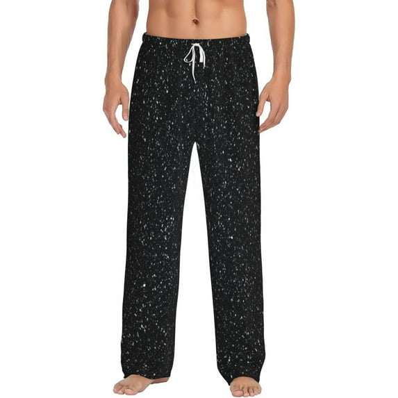 Bingfone Black Glitter Mens All Over Print Sleep Pajama Pants-Small