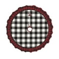 Bingfone Black White Plaid Christmas Tree Skirt Mat Christmas