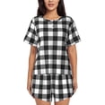 thumbnail image 1 of Bingfone Black White Plaid Print Pajamas Sets for Women Soft Short-Sleeved Pjs with Lounge Shorts Two Piece Sleepwear, 1 of 8