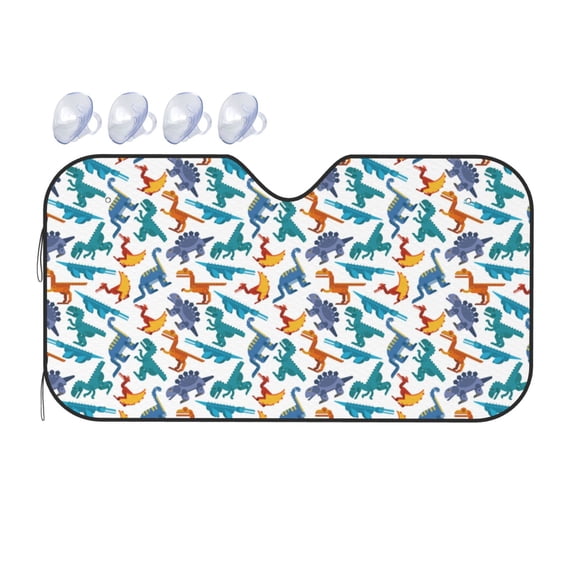 Bingfone Block Dinosaur Car Windshield Sunshade,Sun Foldable Sun Shield Sun Visor for Car - Small