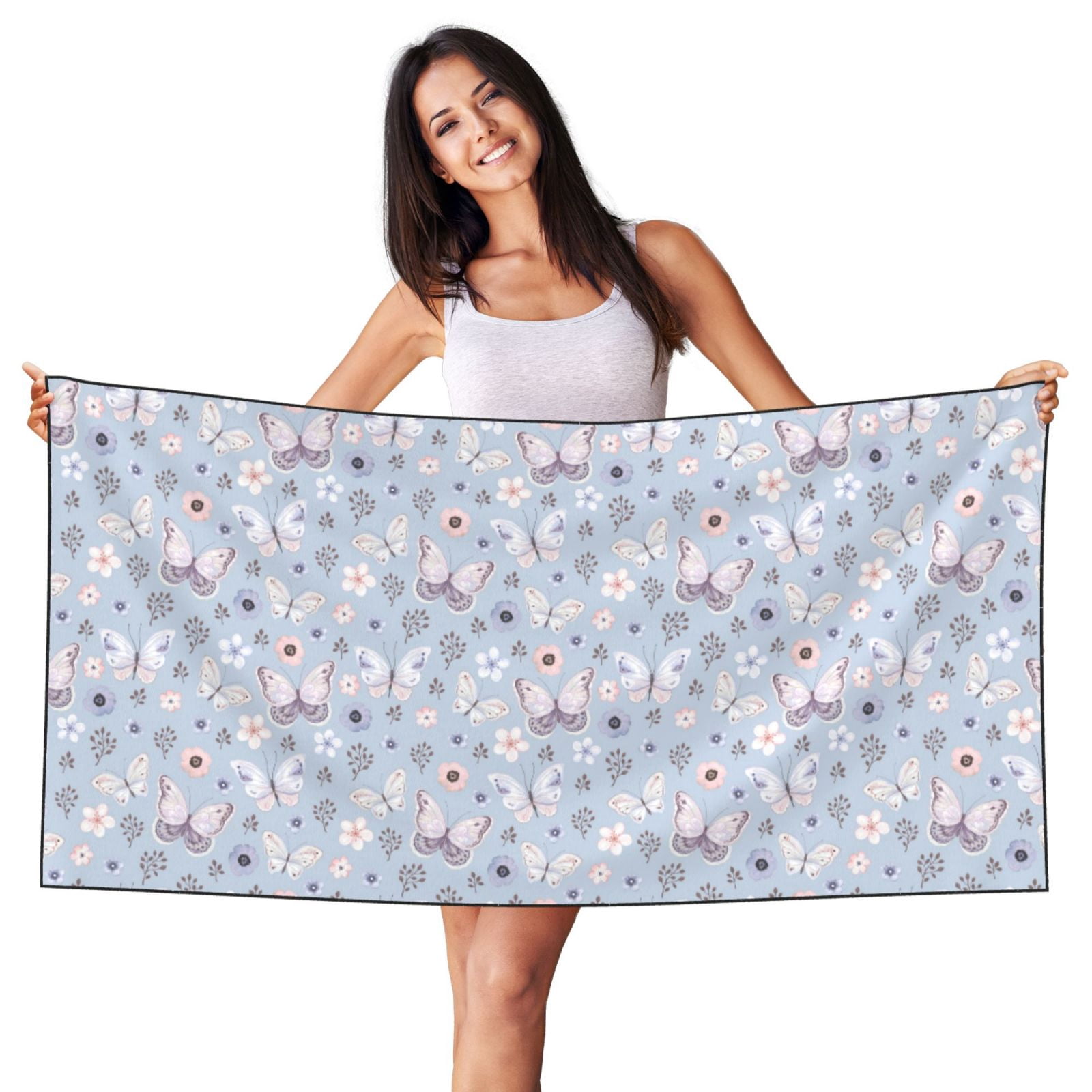 Bingfone Blue Butterfly Oversized 27.7x55 Inches Beach Towel, Super ...