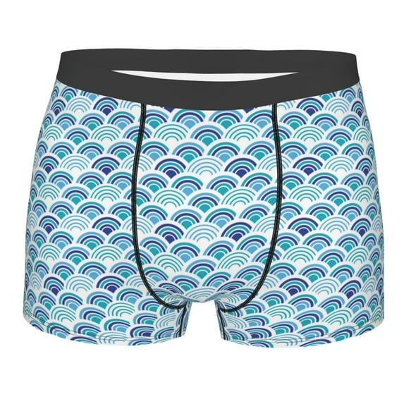 Bingfone Blue Fish Scale Texture Men's Underwear - Casual Stretch Boxer Briefs-X-Large