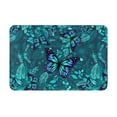 thumbnail image 1 of Bingfone Blue Floral With Butterflies Door Mat 16"X24" Front Entrance Non-Slip Low Profile Washable For Entryway, 1 of 9