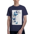 thumbnail image 1 of Bingfone Blue Flying Butterflies Men'S Loose Fit Short-Sleeve Pocket T-Shirt, 1 of 7