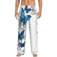 thumbnail image 1 of Bingfone Blue Flying Butterflies Mens All Over Print Sleep Pajama Pants-Large, 1 of 9