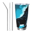 thumbnail image 1 of Bingfone Blue Full Moon Wolf for 20 Oz Stainless Steel Travel Mug Double Wall Water Coffee Cup for Home,Office, Outdoor Works Great for Ice Drinks and Hot Beverage-Straw Three-piece Set, 1 of 8