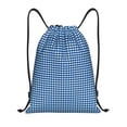 thumbnail image 1 of Bingfone Blue Gingham Drawstrings Backpacks Bags For Men Women Gym Drawstrings Bag, 1 of 9