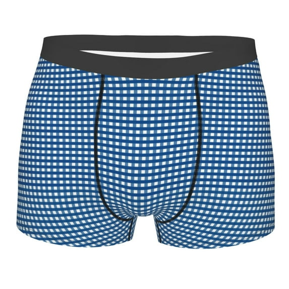 Bingfone Blue Gingham Men'S Underwear - Casual Stretch Boxer Briefs-Medium