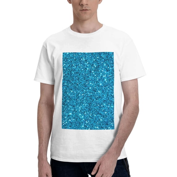 Bingfone Blue Glitter Men'S Loose Fit Short-Sleeve Pocket T-Shirt