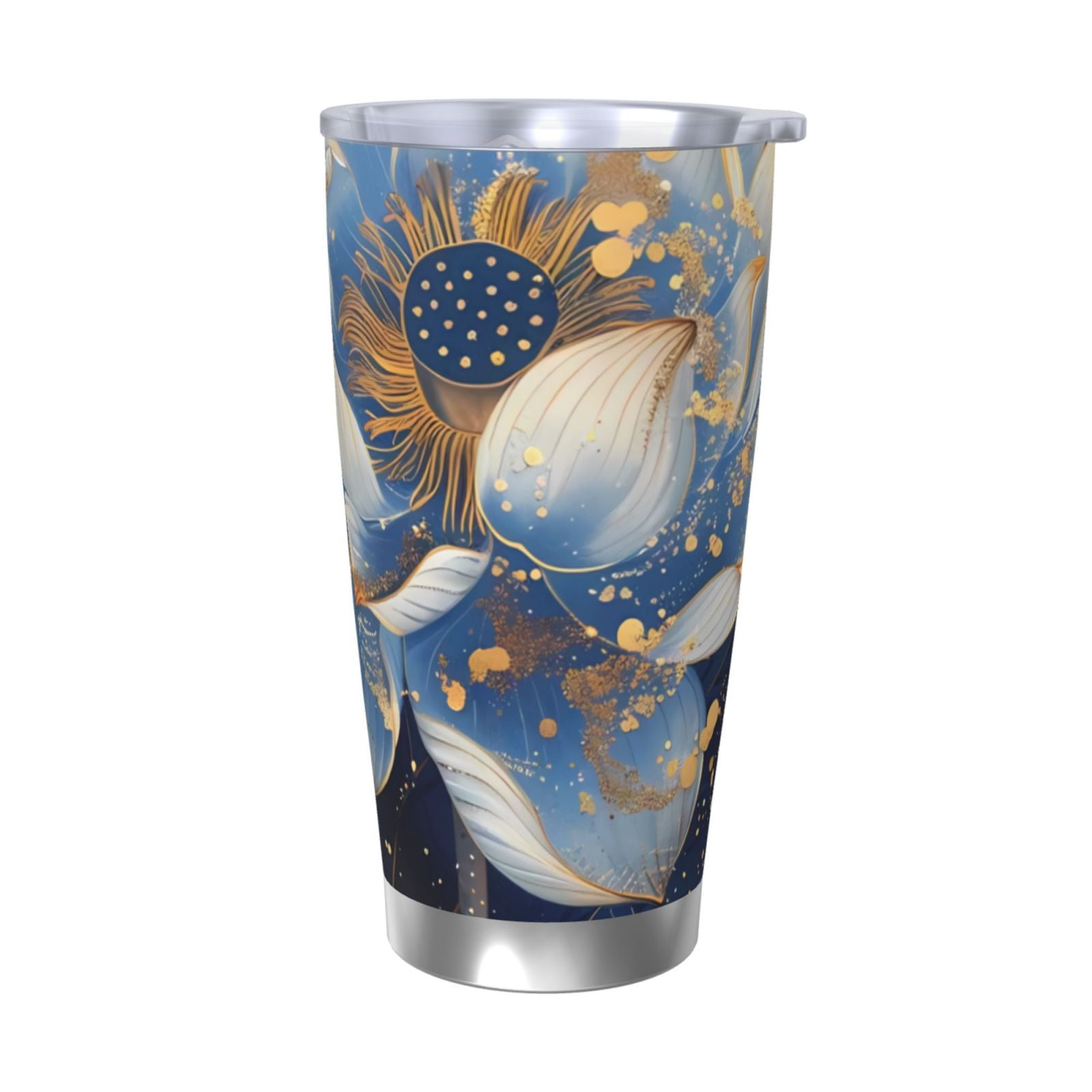 Bingfone Blue Golden Dream Lotus for 20 Oz Stainless Steel Travel Mug