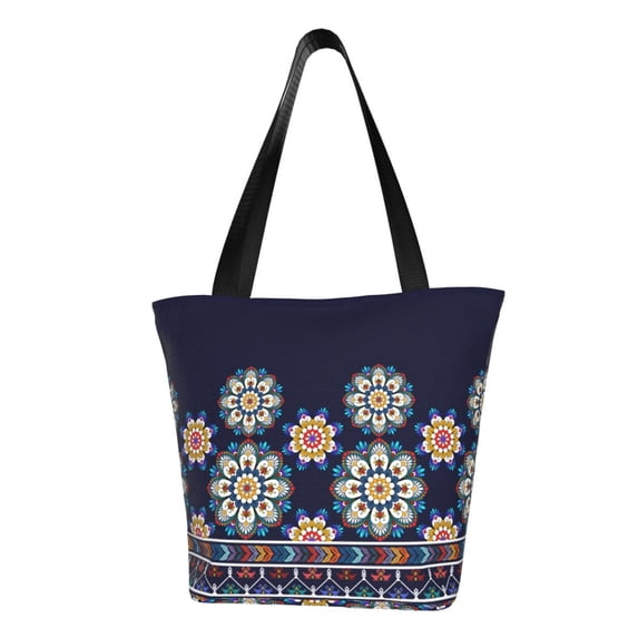 Bingfone Blue Mandala Women Shoulder Tote Bags Casual Bag Ladies Shopping Handbag