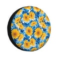 thumbnail image 1 of Bingfone Blue Ocean Wave Sunflower Spare Tire Cover Weatherproof Universal Wheel Protectors for RV Camper Travel Trailer SUV Truck-15 inch, 1 of 8