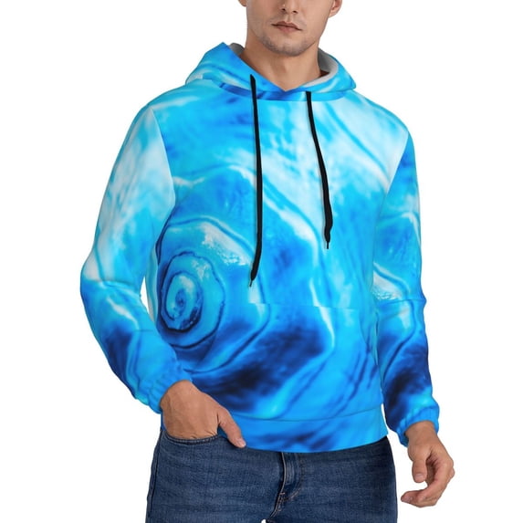Bingfone Blue Shell Men'S Drawstring Hoodie Long Sleeve Pocket Sweatshirts-Small