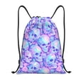thumbnail image 1 of Bingfone Blue Skull Daisy Drawstrings Backpacks Bags for Men Women Gym Drawstrings Bag-Small, 1 of 8