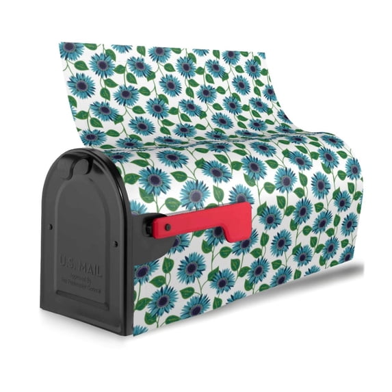 Bingfone Blue Sunflowers Magnetic Mailbox Cover Standard Size for Garden Yard Outdoor Decorations-21x18 in