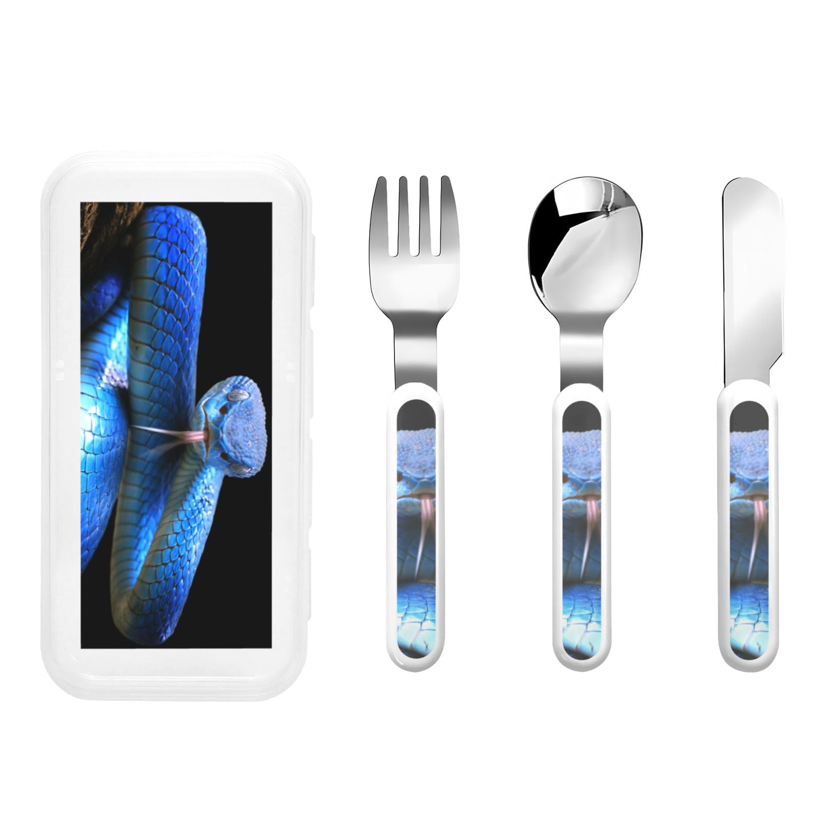 Curated visual reference: Picture Idea: Bingfone Blue Viper Snake 2 Print Toddler Utensils Kids Silverware