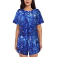 thumbnail image 1 of Bingfone Blurred Star Snow Christmas Print Pajamas Sets for Women Soft Short-Sleeved Pjs with Lounge Shorts Two Piece Sleepwear, 1 of 8