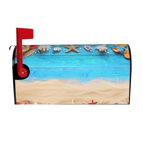 Bingfone Boards And Beach Magnetic Mailbox Cover Standard Size For Garden Yard Outdoor Decorations-21x18 In