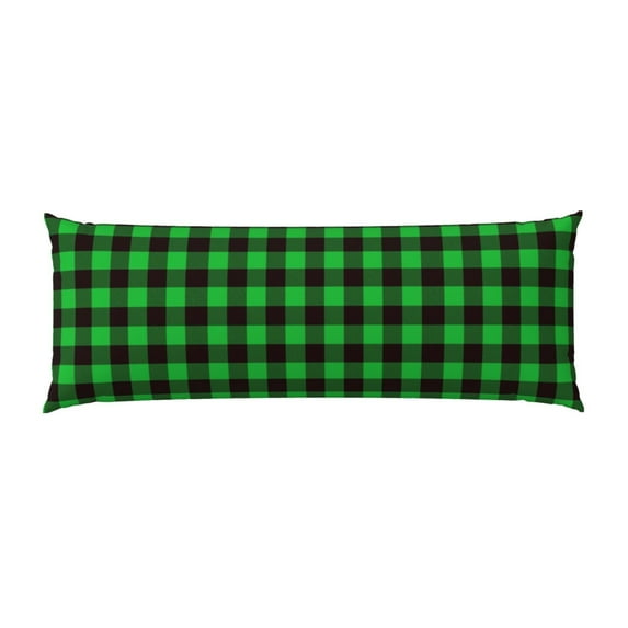 Bingfone Body Pillow Cover Long Pillow Case With Zipper Decorative Bedding Pillowcase 20"X54" Soft Cushion Pillow Case For Bedroom-Buffalo Plaid Green Black