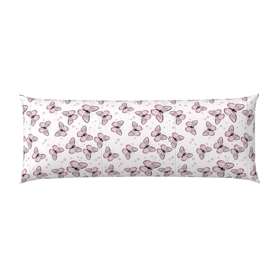 Bingfone Body Pillow Cover Long Pillow Case With Zipper Decorative Bedding Pillowcase 20"X54" Soft Cushion Pillow Case For Bedroom-Pink Butterflies (2)