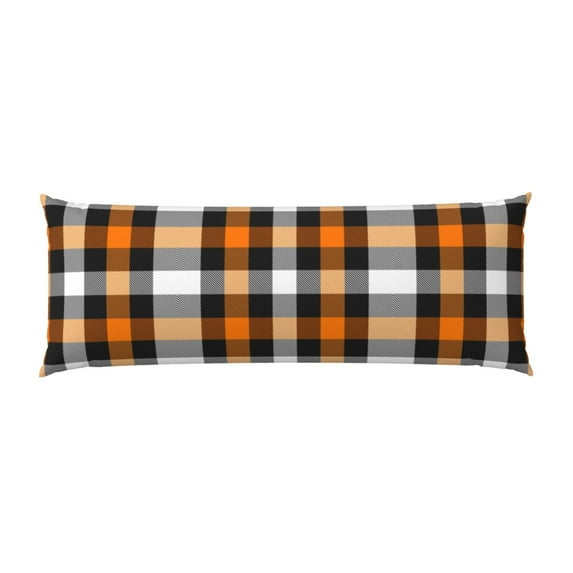 Bingfone Body Pillow Cover Long Pillow Case With Zipper Decorative Bedding Pillowcase 20"X54" Soft Cushion Pillow Case For Bedroom-Orange Plaid