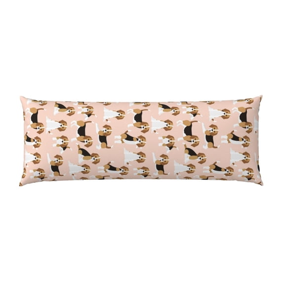 Bingfone Body Pillow Cover Long Pillow Case With Zipper Decorative Bedding Pillowcase 20"X54" Soft Cushion Pillow Case For Bedroom-Beagle Dog On Brown
