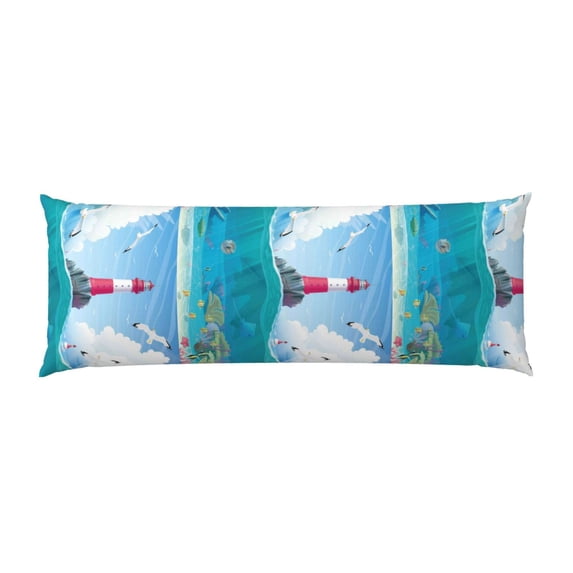 Bingfone Body Pillow Cover Long Pillow Case With Zipper Decorative Bedding Pillowcase 20"X54" Soft Cushion Pillow Case For Bedroom-Lighthouse Sea Port
