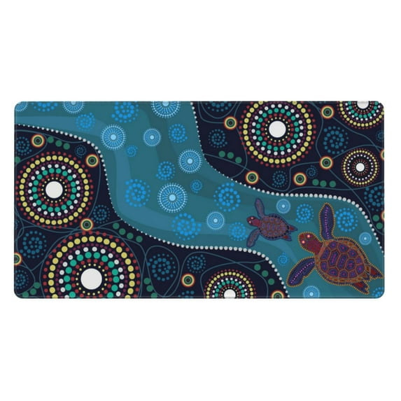 Bingfone Bohemian Turtle Large Gaming Mouse Pad,Extended Desk Mousepad With Stitched Edges,Non-Slip Base,Water Resist Keyboard Pad For Gamer, Office & Home, 29.5 X 16 In