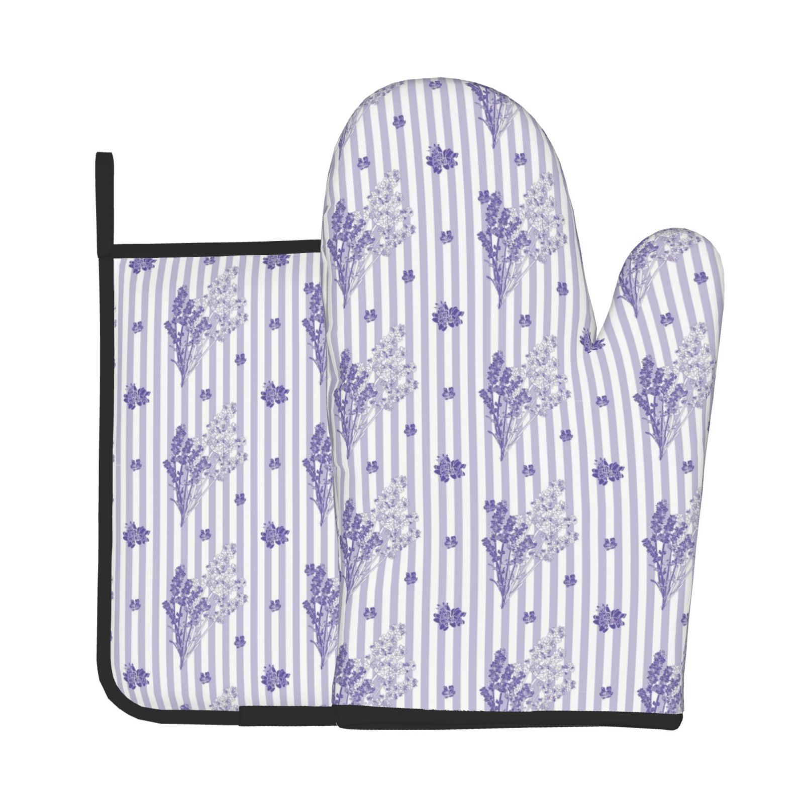 2pcs Kitchen Insulation Gloves Oven Mitts And Pot Holders Sets, Heat Resistant Kitchen Insulation Pad Blue Geometric Shapes Pattern