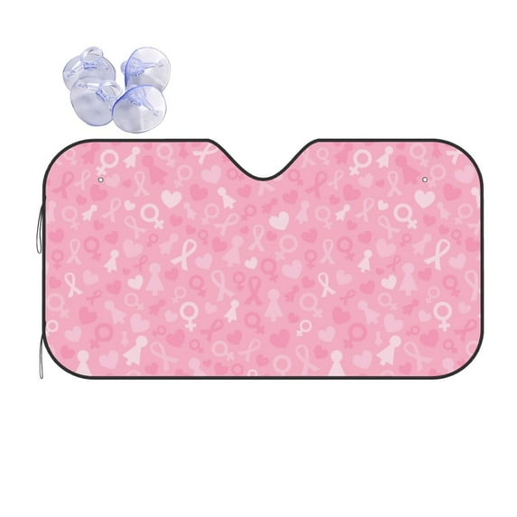 Bingfone Breast Cancer Awareness Car Windshield Sun Shade Protector Keep Your Vehicle Cool Sun Shield Visor Cover Foldable For Car Truck Suv-Medium