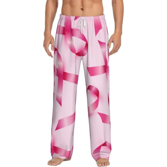 Bingfone Breast Cancer Ribbons Awareness Mens All Over Print Sleep Pajama Pants-Large