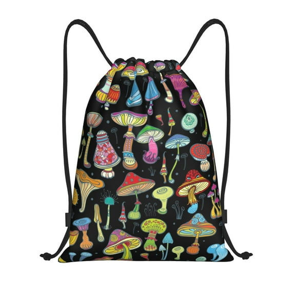 Bingfone Bright Mushrooms Drawstrings Backpacks Bags For Men Women Gym Drawstrings Bag