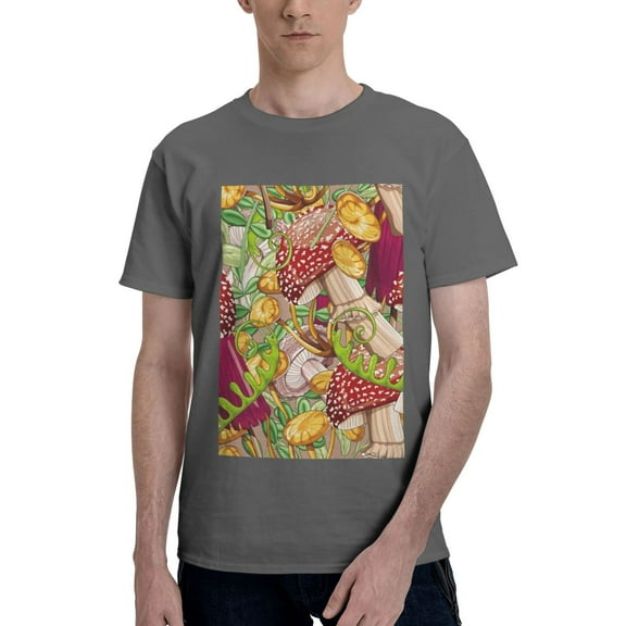 Bingfone Bright Mushrooms Men'S Loose Fit Short-Sleeve Pocket T-Shirt