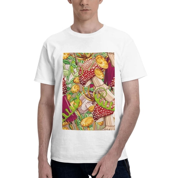 Bingfone Bright Mushrooms Men'S Loose Fit Short-Sleeve Pocket T-Shirt